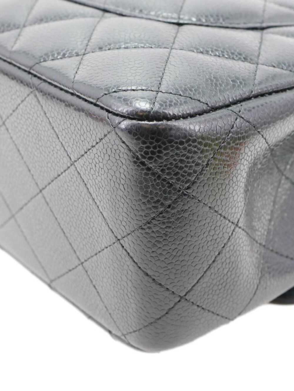 Chanel  Classic Double Flap Jumbo Quilted Caviar Leather Shoulder Bag Black - Picture 8 of 15